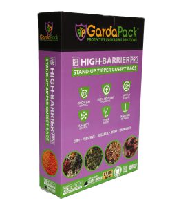 GardaPack® High-Barrier Pro 15” x 18″ x 7″ Clear & Black 5.5 Mil Stand-Up Double Zipper Bags (25 Count)
