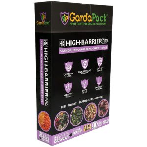 GardaPack® High-Barrier Pro 15” x 18" x 7" All-Black 5.5 Mil Stand-Up Vacuum Seal Bags (25 Count)