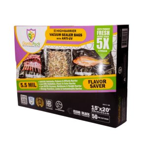 GardaPack® High-Barrier 15" x 20" Clear-Black 5.5 Mil Vacuum Seal Bags (50 Count)