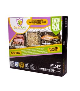 GardaPack® High-Barrier 11” x 24” Clear & Black 5.5 Mil Vacuum Seal Bags (50 Count)