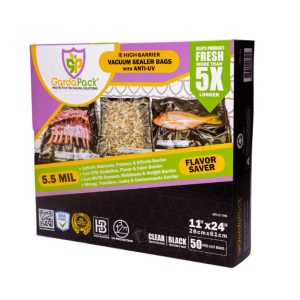 GardaPack® High-Barrier 11” x 24” Clear & Black 5.5 Mil Vacuum Seal Bags (50 Count)